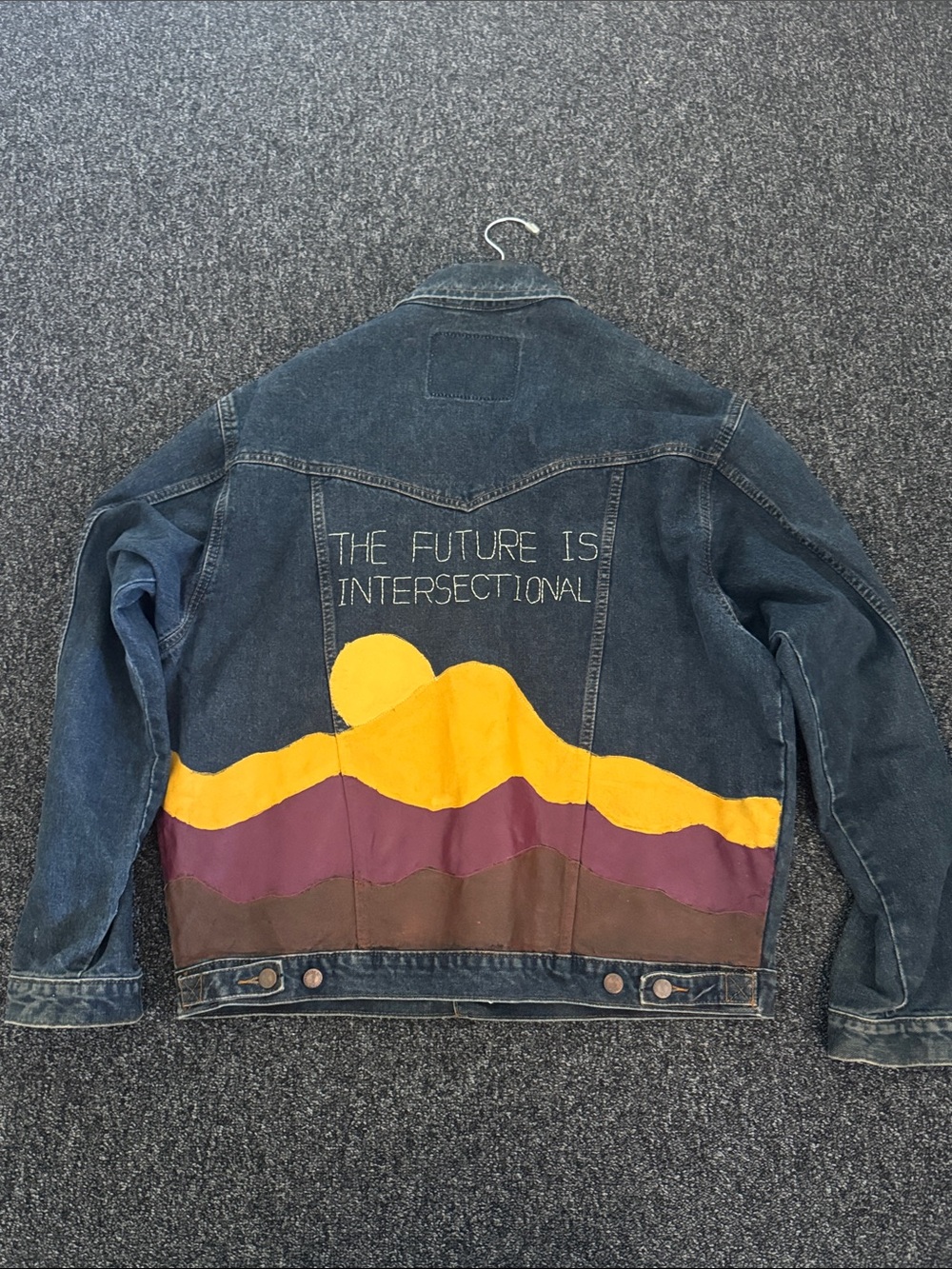 Upcycled Wrangler Denim Jacket “The Future is Intersectional” Size L
